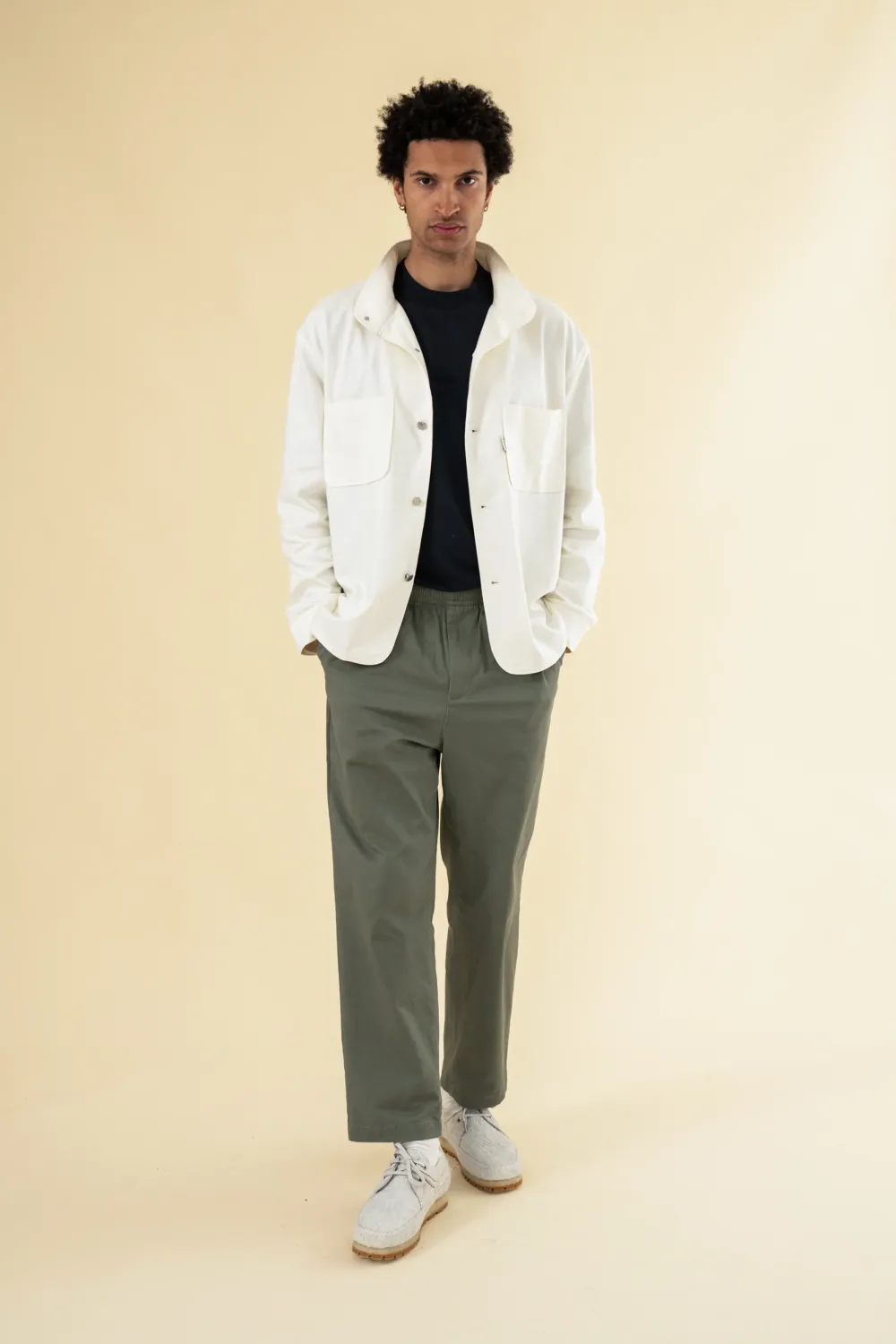 bound William Staple Cotton Trousers - Olive