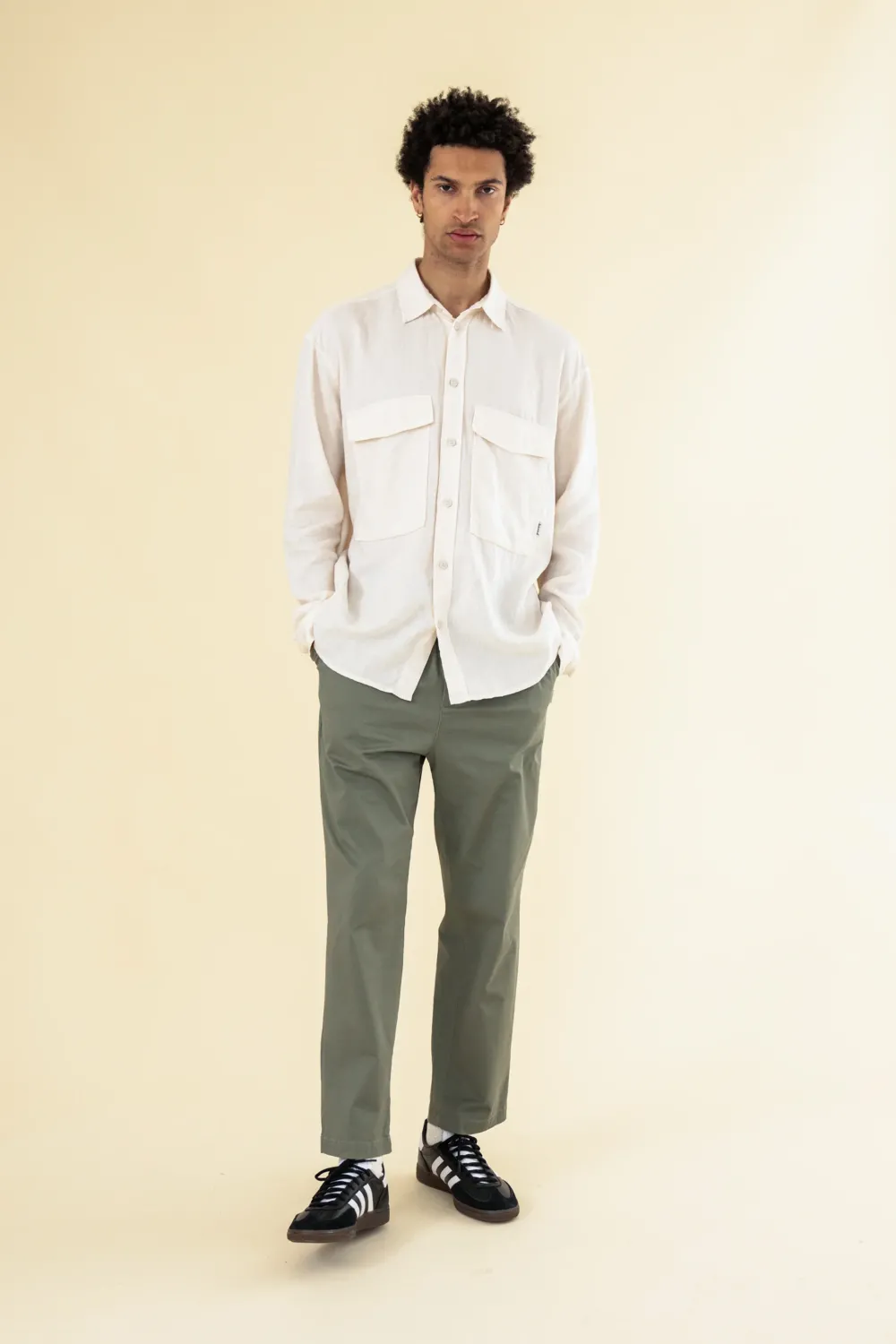 bound William Staple Cotton Trousers - Olive