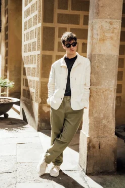 bound William Staple Cotton Trousers - Olive