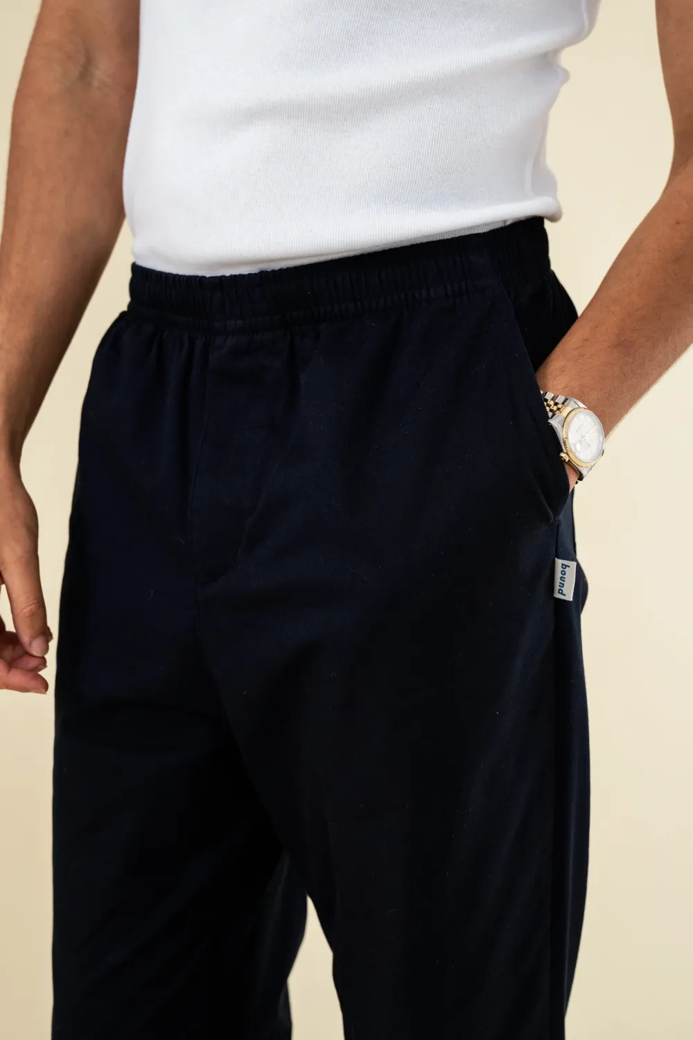 bound William Staple Cotton Trousers - Navy