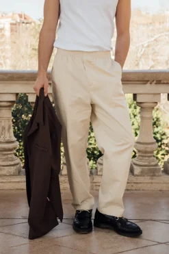 bound William Staple Cotton Trousers - Ecru