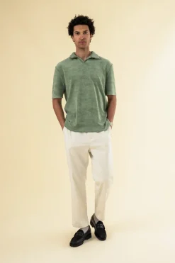 bound William Staple Cotton Trousers - Ecru