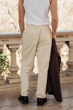 bound William Staple Cotton Trousers - Ecru