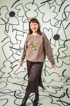 C.D x UN:IK 'Be Wyrd' Washed Sweater - Chocolate