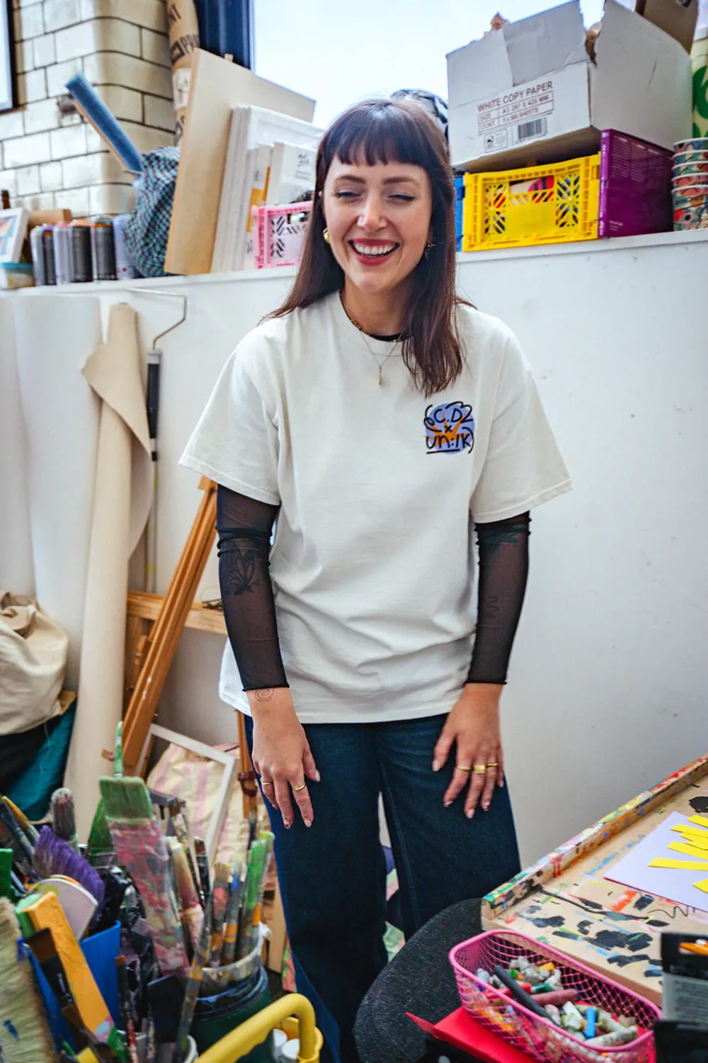 C.D x UN:IK 'Sun and Moon' Washed Tee - Ecru