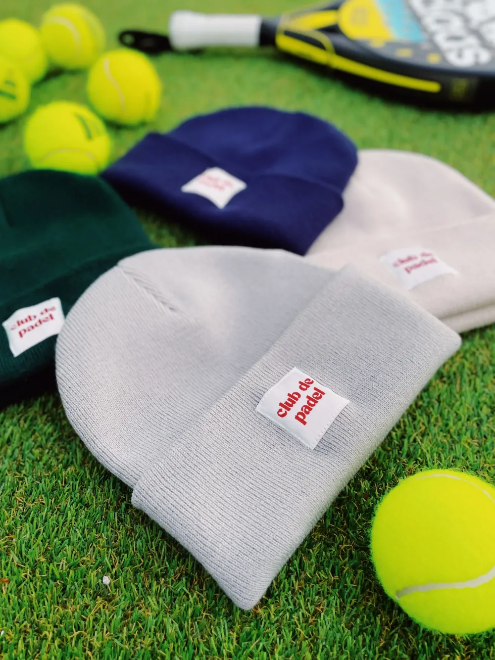 Club De Padel Beanie - Green / Grey / Cream / Navy
