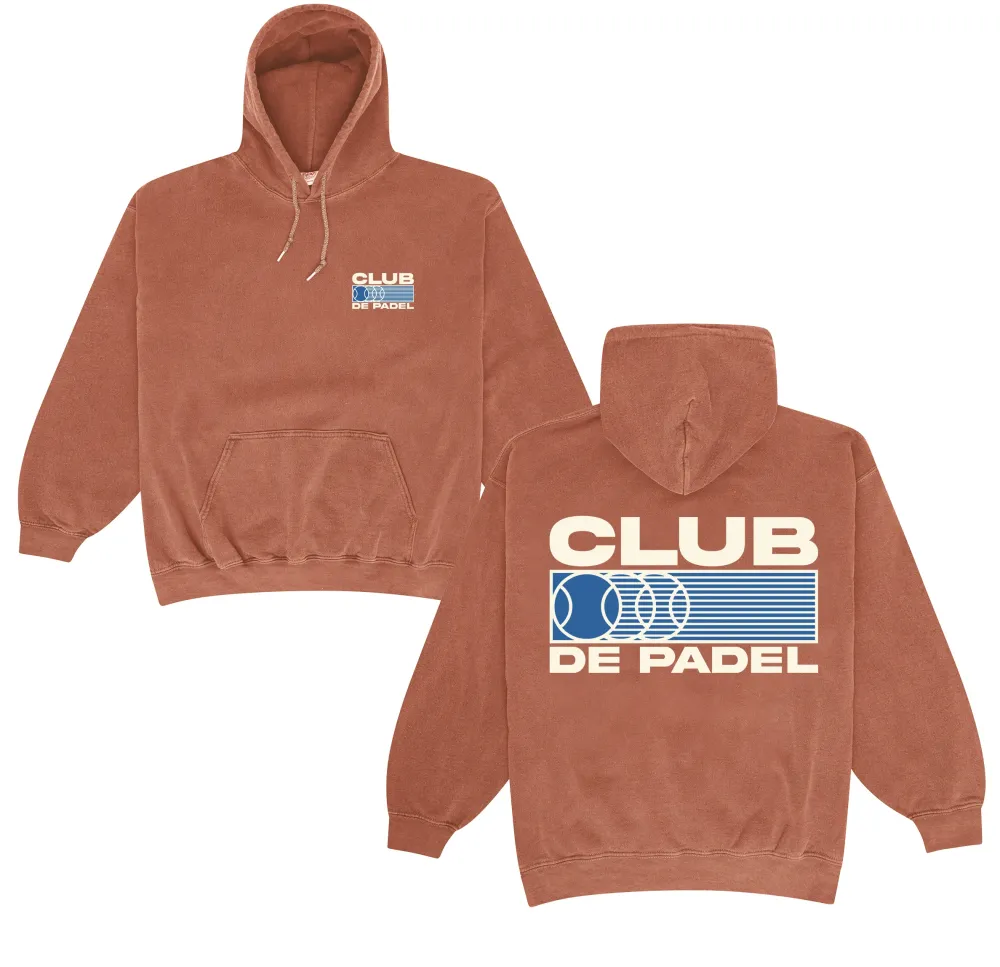 Club De Padel 'Heritage' Vintage Washed Hoodie - Burnt Orange
