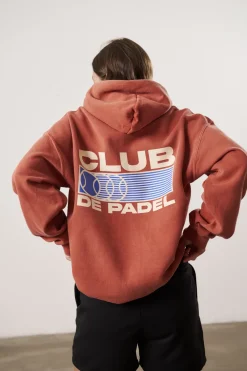 Club De Padel 'Heritage' Vintage Washed Hoodie - Burnt Orange