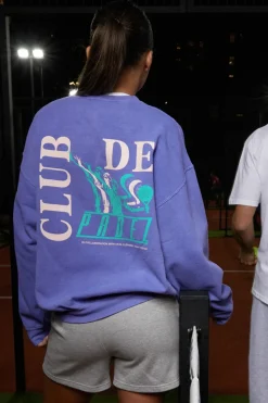 Club De Padel 'Retro' Vintage Washed Sweater - Lilac