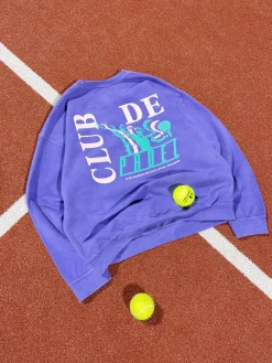 Club De Padel 'Retro' Vintage Washed Sweater - Lilac