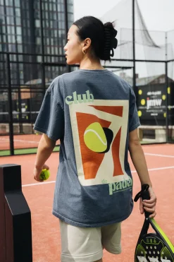 Club De Padel 'Summer Court' Vintage Washed Tee - Navy