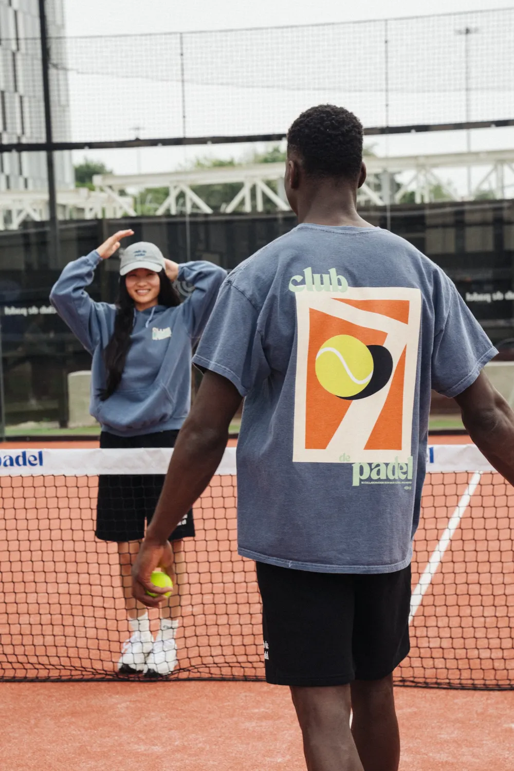 Club De Padel 'Summer Court' Vintage Washed Tee - Navy