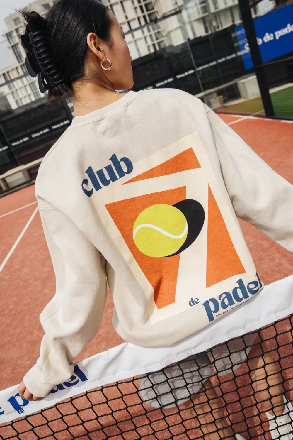 Club De Padel 'Summer Court' Vintage Washed Sweater - Cream
