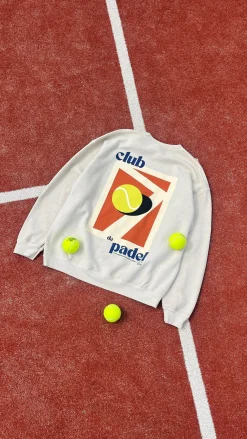 Club De Padel 'Summer Court' Vintage Washed Sweater - Cream