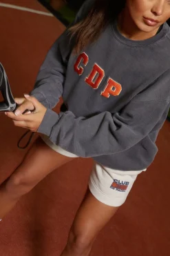 Club De Padel 'Varsity' Vintage Washed Sweater - Black