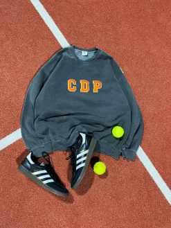 Club De Padel 'Varsity' Vintage Washed Sweater - Black