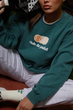 Club De Padel 'Vibora' Vintage Washed Sweater - Forest