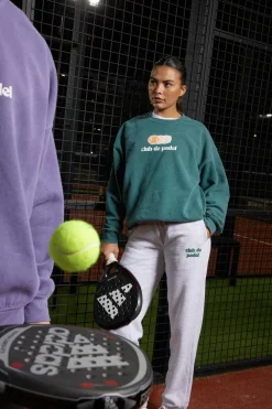 Club De Padel 'Vibora' Vintage Washed Sweater - Forest