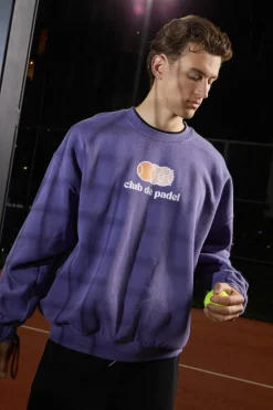 Club De Padel 'Vibora' Vintage Washed Sweater - Violet