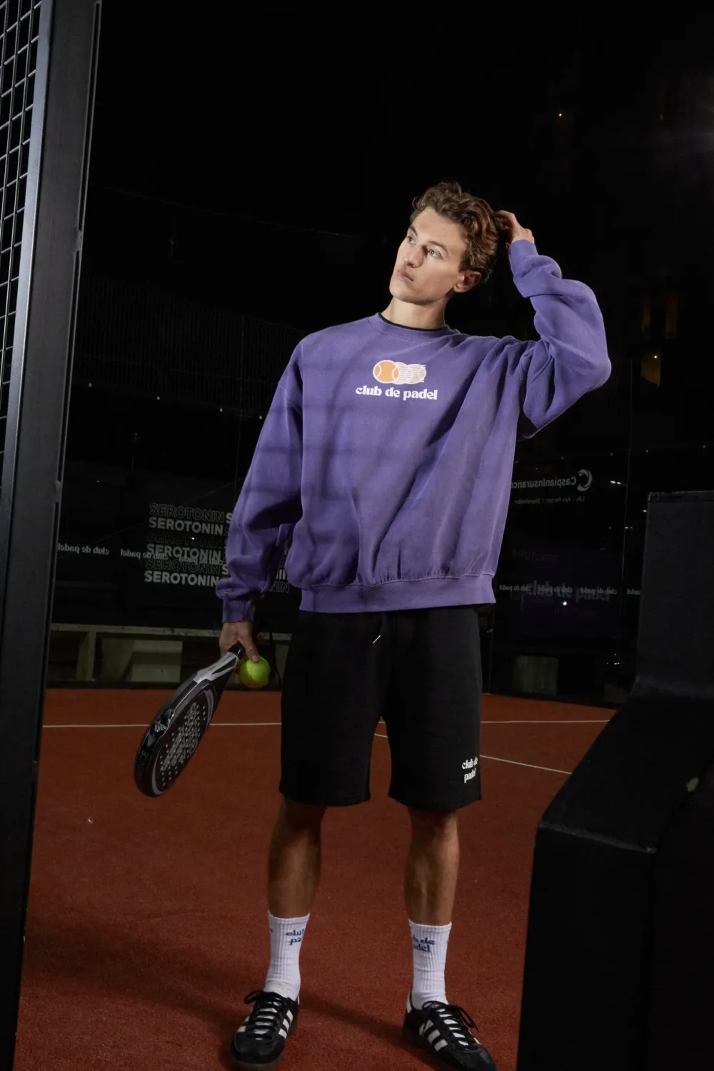 Club De Padel 'Vibora' Vintage Washed Sweater - Violet