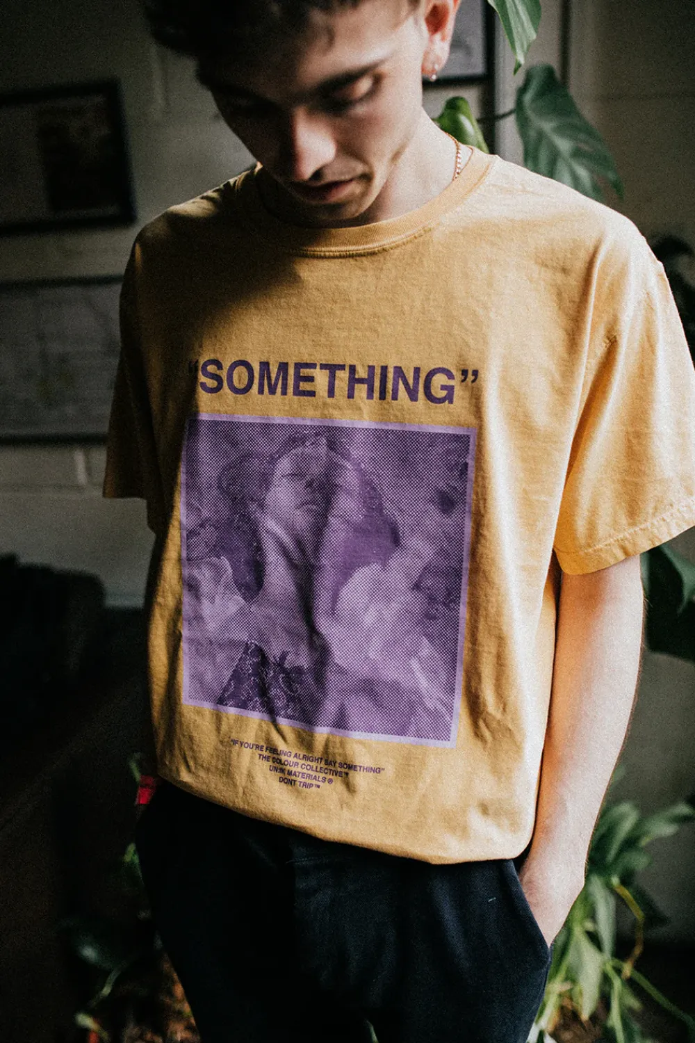 The Colour Collective Colour Collective 'Something' Tee - Vintage Washed Mustard *100K CLUB*