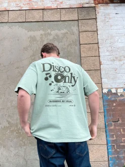 DISCO ONLY 'Business As Usual' Vintage Washed Tee - Pistachio