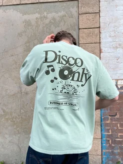 DISCO ONLY 'Business As Usual' Vintage Washed Tee - Pistachio