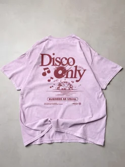 DISCO ONLY 'Business As Usual' Vintage Washed Tee - Pink