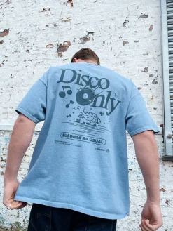 DISCO ONLY 'Business As Usual' Vintage Washed Tee - Blue