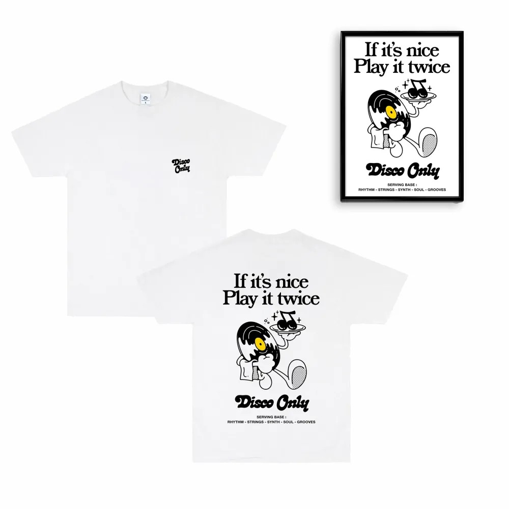 Discounted Bundles DISCO ONLY 'Play It Twice V2' Tee & Print Bundle - White