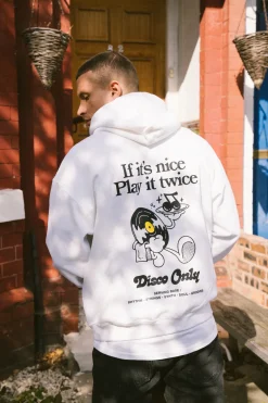 DISCO ONLY 'Play It Twice V2' Hoodie - White