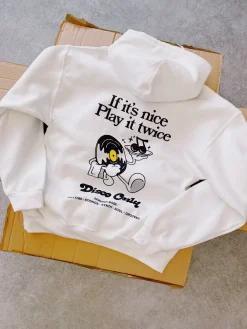 DISCO ONLY 'Play It Twice V2' Hoodie - White