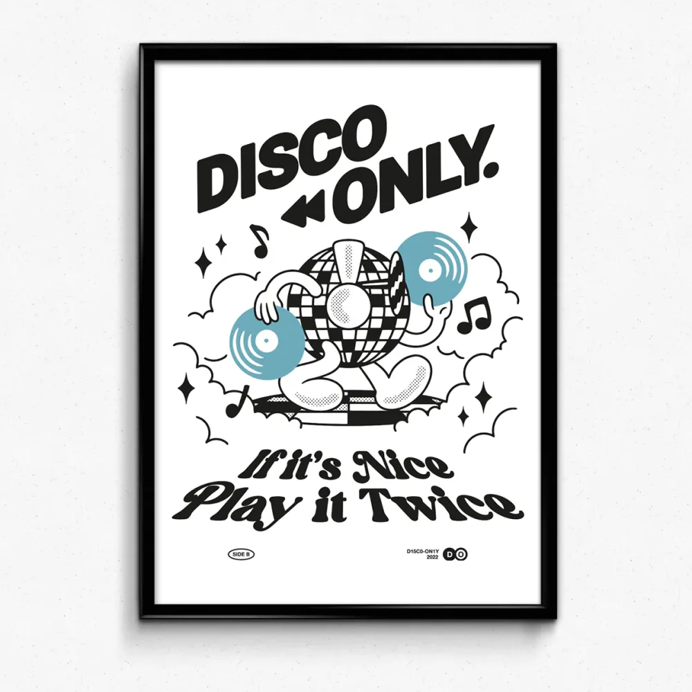 DISCO ONLY 'Play It Twice V4' Print - White