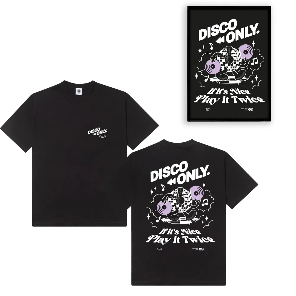 Discounted Bundles DISCO ONLY 'Play It Twice V4' Tee & Print Bundle - Black
