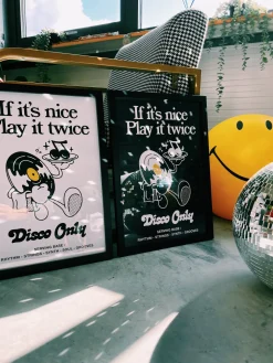 DISCO ONLY 'Play it Twice V2' Print - White
