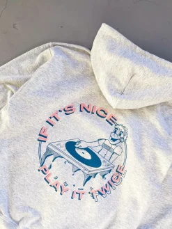 DISCO ONLY 'Play It Twice V1' Hoodie - Ash Grey