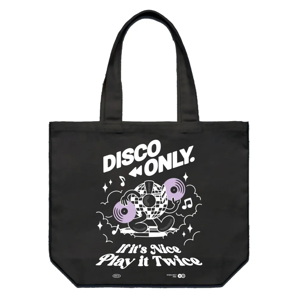 Women DISCO ONLY 'Play It Twice V4' Tote Bag - Black