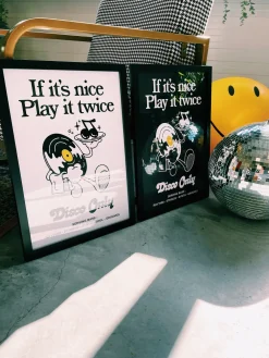 DISCO ONLY 'Play it Twice V2' Print - Black