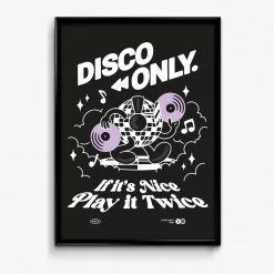 DISCO ONLY 'Play It Twice V4' Print - Black