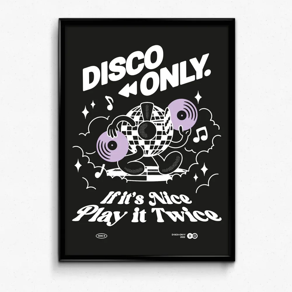 DISCO ONLY 'Play It Twice V4' Print - Black