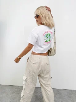 DISCO ONLY WMNS 'Everybody Dance' Cropped Tee - White