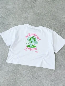 DISCO ONLY WMNS 'Everybody Dance' Cropped Tee - White