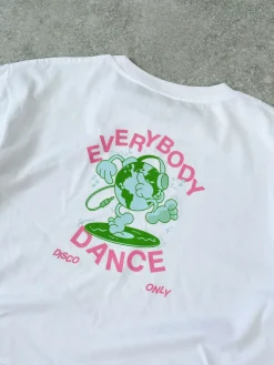 DISCO ONLY WMNS 'Everybody Dance' Cropped Tee - White