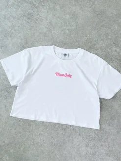 DISCO ONLY WMNS 'Everybody Dance' Cropped Tee - White
