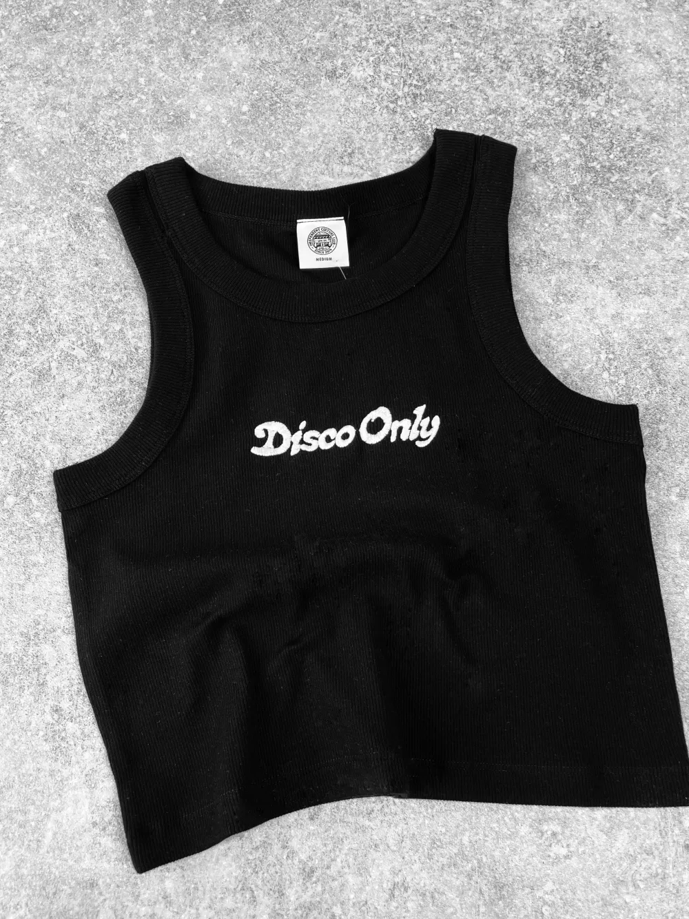 DISCO ONLY WMNS 'Logo' Embroidered Organic Rib Tank - Black