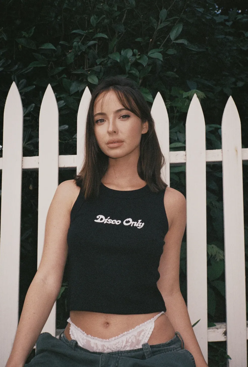 DISCO ONLY WMNS 'Logo' Embroidered Organic Rib Tank - Black