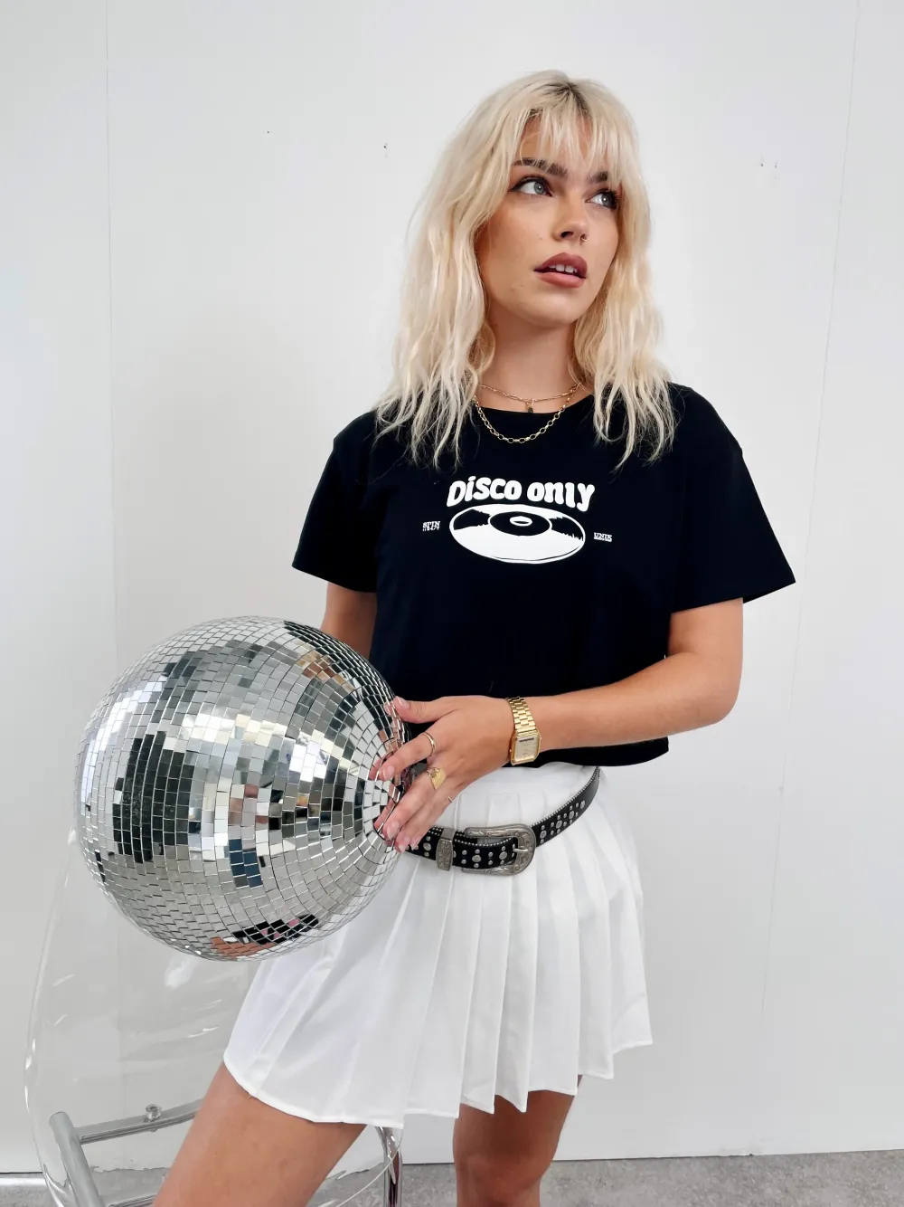DISCO ONLY WMNS 'Mr Phomer' Cropped Tee - Black