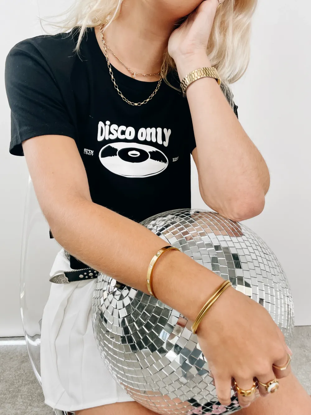 DISCO ONLY WMNS 'Mr Phomer' Cropped Tee - Black