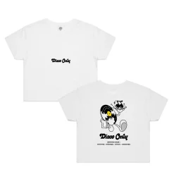 DISCO ONLY WMNS 'Play It Twice V2' Cropped Tee - White
