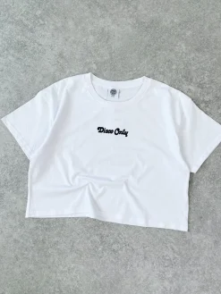 DISCO ONLY WMNS 'Play It Twice V2' Cropped Tee - White